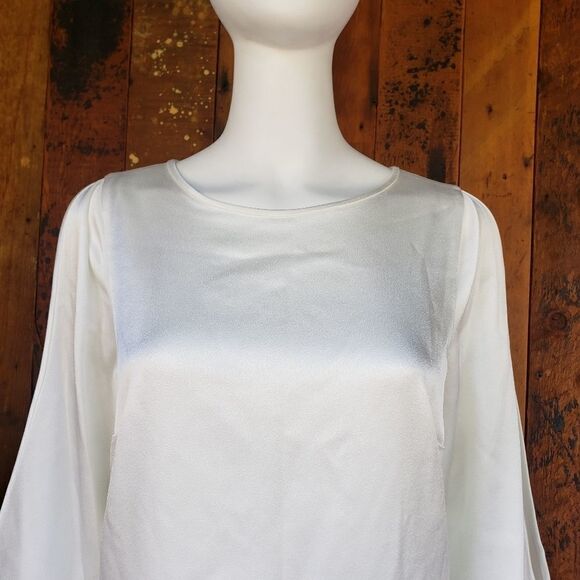 Halston Heritage Satin Wrap Effect Gown Off-white - Picture 3 of 16